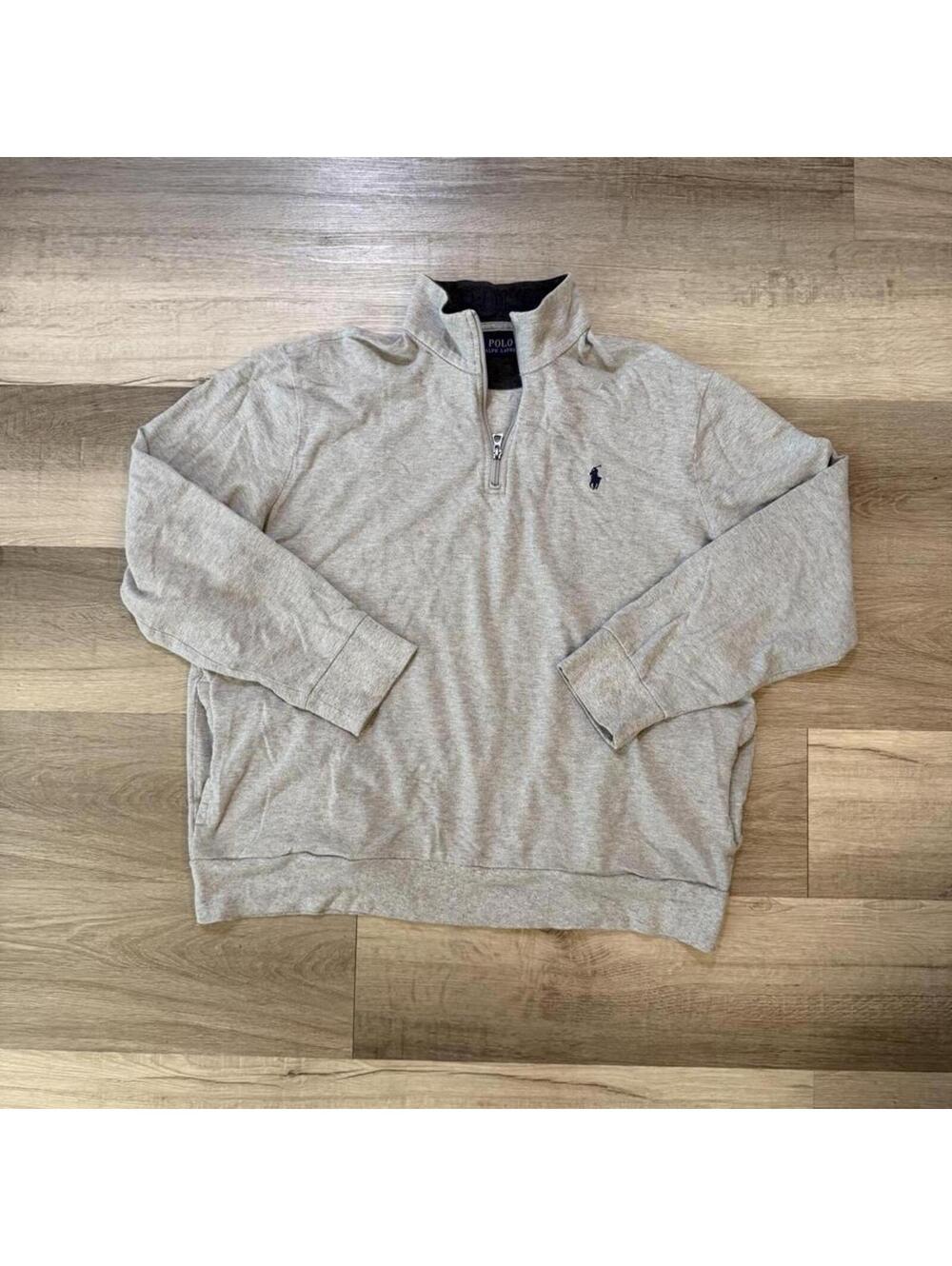 Ralph Lauren grey quarter zip sweatshirt size XL #preppy #loungewear